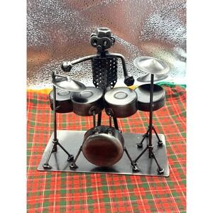 Nuts‎ & Bolts Drummer Sculpture Welded Metal Art Steampunk Industrial Musician